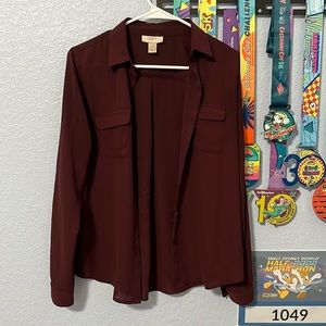LOFT maroon button-up